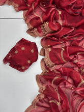 Load image into Gallery viewer, New Party Wear Jimmy Silk Embroidery Work Fancy Designer Saree With Blouse