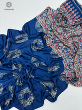 Load image into Gallery viewer, New Wedding Wear Pure Satin Silk Ajrak Printed Rich Pallu n Tussles Work Fancy Designer Saree