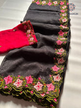 Load image into Gallery viewer, New Partywear Crunchy Chiffon Silk Embroidery n Cut Work Fancy Designer Saree
