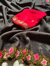 Load image into Gallery viewer, New Partywear Crunchy Chiffon Silk Embroidery n Cut Work Fancy Designer Saree