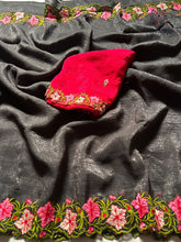 Load image into Gallery viewer, New Partywear Crunchy Chiffon Silk Embroidery n Cut Work Fancy Designer Saree