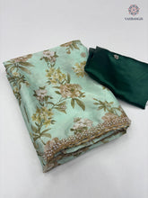 Load image into Gallery viewer, New Wedding Wear Pure Chinnon Silk Print Embroidery n Diamond Work Fancy Designer Saree