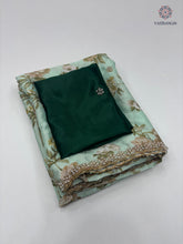 Load image into Gallery viewer, New Wedding Wear Pure Chinnon Silk Print Embroidery n Diamond Work Fancy Designer Saree