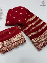 Load image into Gallery viewer, Latest Wedding wear Viscose Georgette Jacquard Weaving n Sequence Border Work Designer Saree