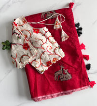 Load image into Gallery viewer, New Chanderi Cotton Embroidery n Tussels Work Fancy Designer Festive Wear Saree With Stitched Blouse