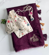 Load image into Gallery viewer, New Chanderi Cotton Embroidery n Tussels Work Fancy Designer Festive Wear Saree With Stitched Blouse