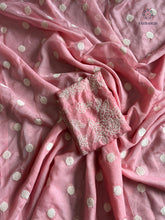 Load image into Gallery viewer, Charming Party Wear Tabi Silk Embroidery Work N Polka Butties Saree With Blouse For Wedding