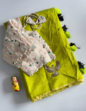 Load image into Gallery viewer, New Chanderi Cotton Embroidery n Tussels Work Fancy Designer Festive Wear Saree With Stitched Blouse