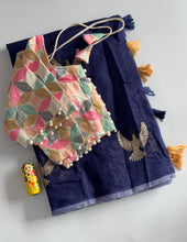 Load image into Gallery viewer, New Chanderi Cotton Embroidery n Tussels Work Fancy Designer Festive Wear Saree With Stitched Blouse