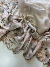 Load image into Gallery viewer, Pure Satin Georgette Multicolor Print n Diamond Cut Work Fancy Designer Partywear Saree Design