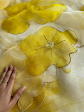 Load image into Gallery viewer, New Partywear Yellow Color Organza Silk Printed Hand Work Fancy Designer Saree With Unstitched Blouse