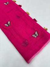 Load image into Gallery viewer, Divine Function Wear Soft Chanderi Cotton Silk Butterfly Design Embroidery n Tussels Work Fancy Saree