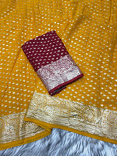 Load image into Gallery viewer, New Wedding Wear Viscose Georgette Jacquard Zari Work Fancy Designer Saree