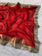 Load image into Gallery viewer, Charismatic Festive Wear Banarasi Tissue Silk Jacquard n Mirror lace Work Fancy Designer Saree