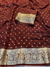 Load image into Gallery viewer, Gorgeous Festive Wear Viscose Georgette Jacquard Zari Weaving Work Fancy Designer Saree