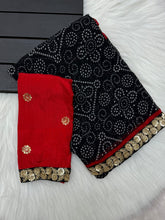 Load image into Gallery viewer, Latest Wedding Wear Bandhej Print n Sequence Border Work Georgette Fancy Designer Saree with Embroidered Blouse