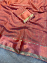 Load image into Gallery viewer, Redolent Party Wear Pure Viscose Georgette With Satin Border Small Chex Fancy Designer Saree For Women