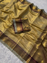 Load image into Gallery viewer, New Function Wear Banarasi Tissue Silk Jacquard Zari Weaving Work Fancy Designer Saree