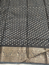 Load image into Gallery viewer, New Function Wear Black Color Dola Silk Print With Jacquard Weaving Border Work Fancy Designer Saree