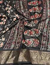 Load image into Gallery viewer, New Function Wear Black Color Dola Silk Print With Jacquard Weaving Border Work Fancy Designer Saree