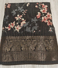 Load image into Gallery viewer, New Function Wear Black Color Dola Silk Print With Jacquard Weaving Border Work Fancy Designer Saree