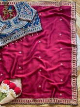 Load image into Gallery viewer, Outstanding Wedding Wear Silk Sequence n Embroidery Work Butti Desginer Saree With Stitched Blouse
