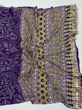 Load image into Gallery viewer, Gratifying Function Wear Pure Satin Silk Ajrak Printed Rich Pallu n Mirror Work Designer Saree With Blouse Piece