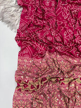 Load image into Gallery viewer, Gratifying Function Wear Pure Satin Silk Ajrak Printed Rich Pallu n Mirror Work Designer Saree With Blouse Piece
