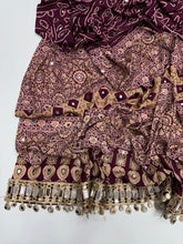 Load image into Gallery viewer, Gratifying Function Wear Pure Satin Silk Ajrak Printed Rich Pallu n Mirror Work Designer Saree With Blouse Piece