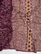 Load image into Gallery viewer, Gratifying Function Wear Pure Satin Silk Ajrak Printed Rich Pallu n Mirror Work Designer Saree With Blouse Piece