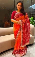 Load image into Gallery viewer, Adorable Festive Wear Georgette Gota Patti Work Designer Saree With Blouse Piece