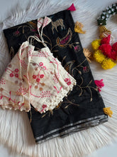 Load image into Gallery viewer, Marvellous Fucntion Wear Chanderi Cotton Heavy Embroidery n Tussels Work Fancy Designer Saree With Stitched Blouse