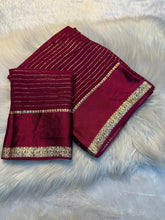 Load image into Gallery viewer, Charming Function Wear Pure Viscose Georgette Fabric With Satin Border Work Saree With Blissful Blouse Piece