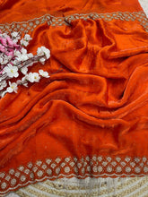 Load image into Gallery viewer, Mellifluous Party Wear Space Silk Jarkhan Heavy Diamond Work Fancy Designer Saree With Blouse