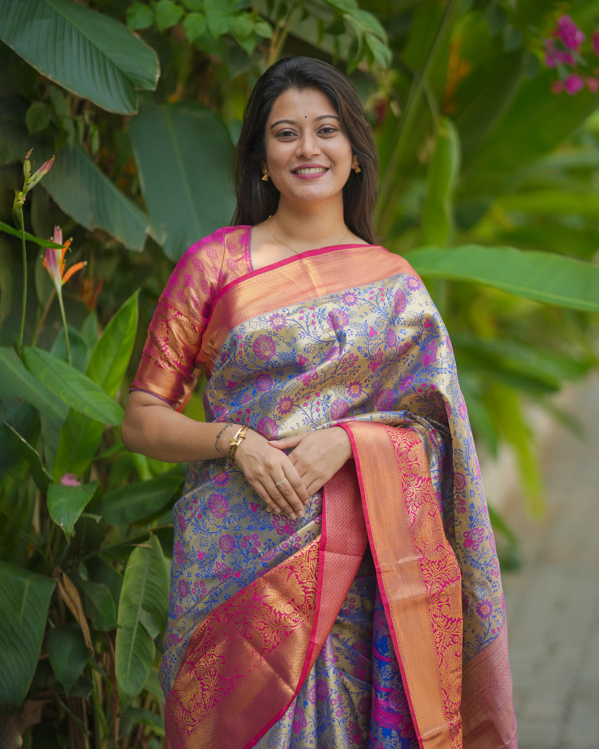 Admirable Function Wear Jacquard Zari Weaving Work Kanjivaram Silk Saree With Ephemeral Blouse Piece