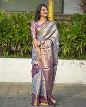 Load image into Gallery viewer, Elegant Wedding Wear Multi Color Kanjivaram Silk Pure Zari Weaving with Beautiful Meena Weaving Saree
