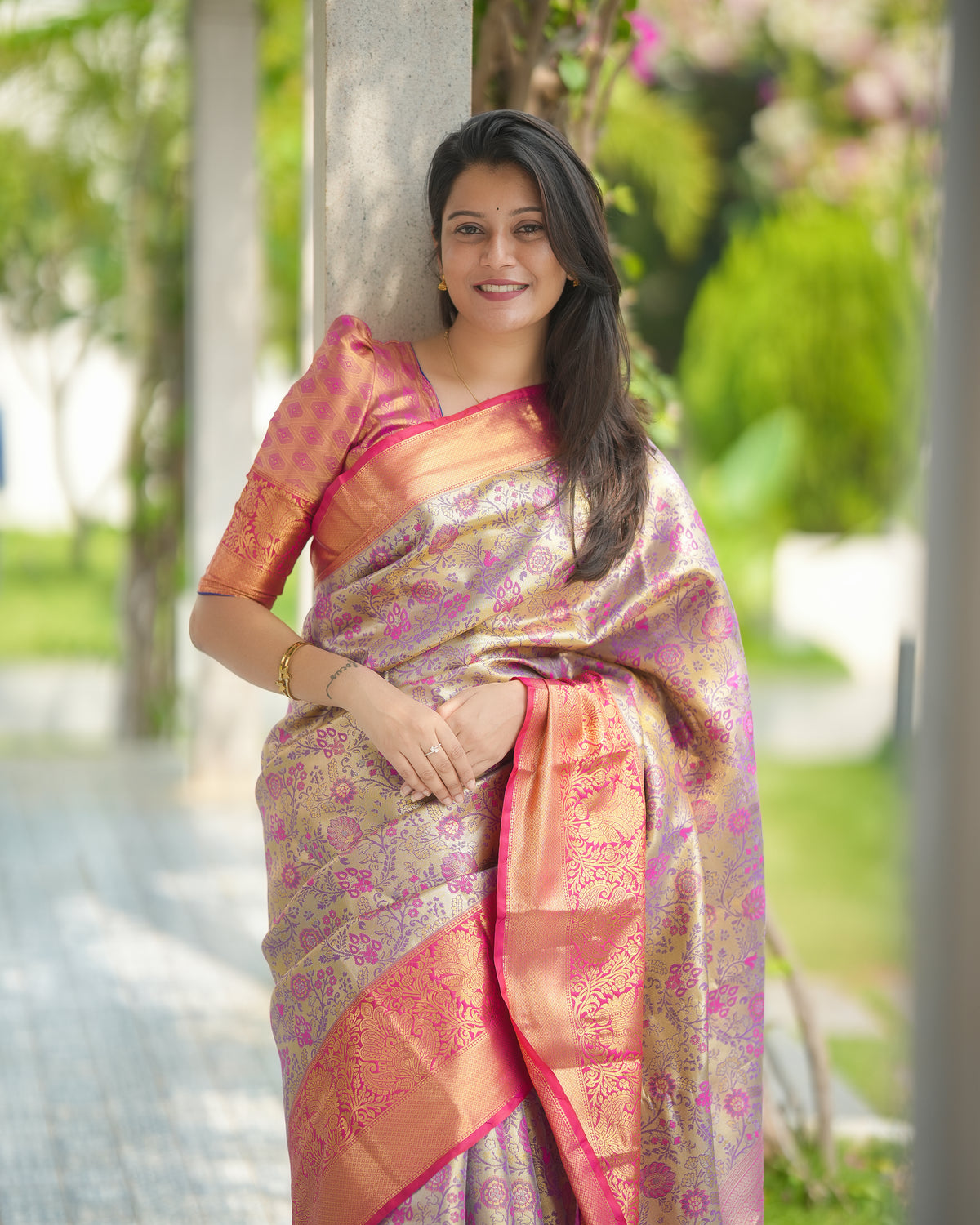 Admirable Function Wear Jacquard Zari Weaving Work Kanjivaram Silk Saree With Ephemeral Blouse Piece