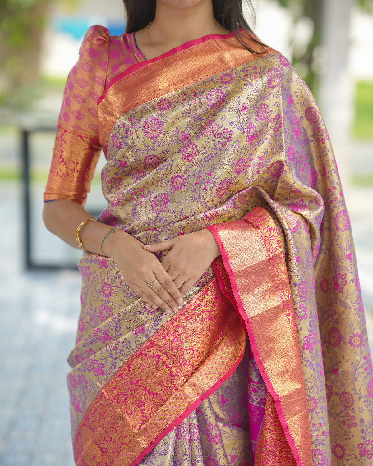 Admirable Function Wear Jacquard Zari Weaving Work Kanjivaram Silk Saree With Ephemeral Blouse Piece
