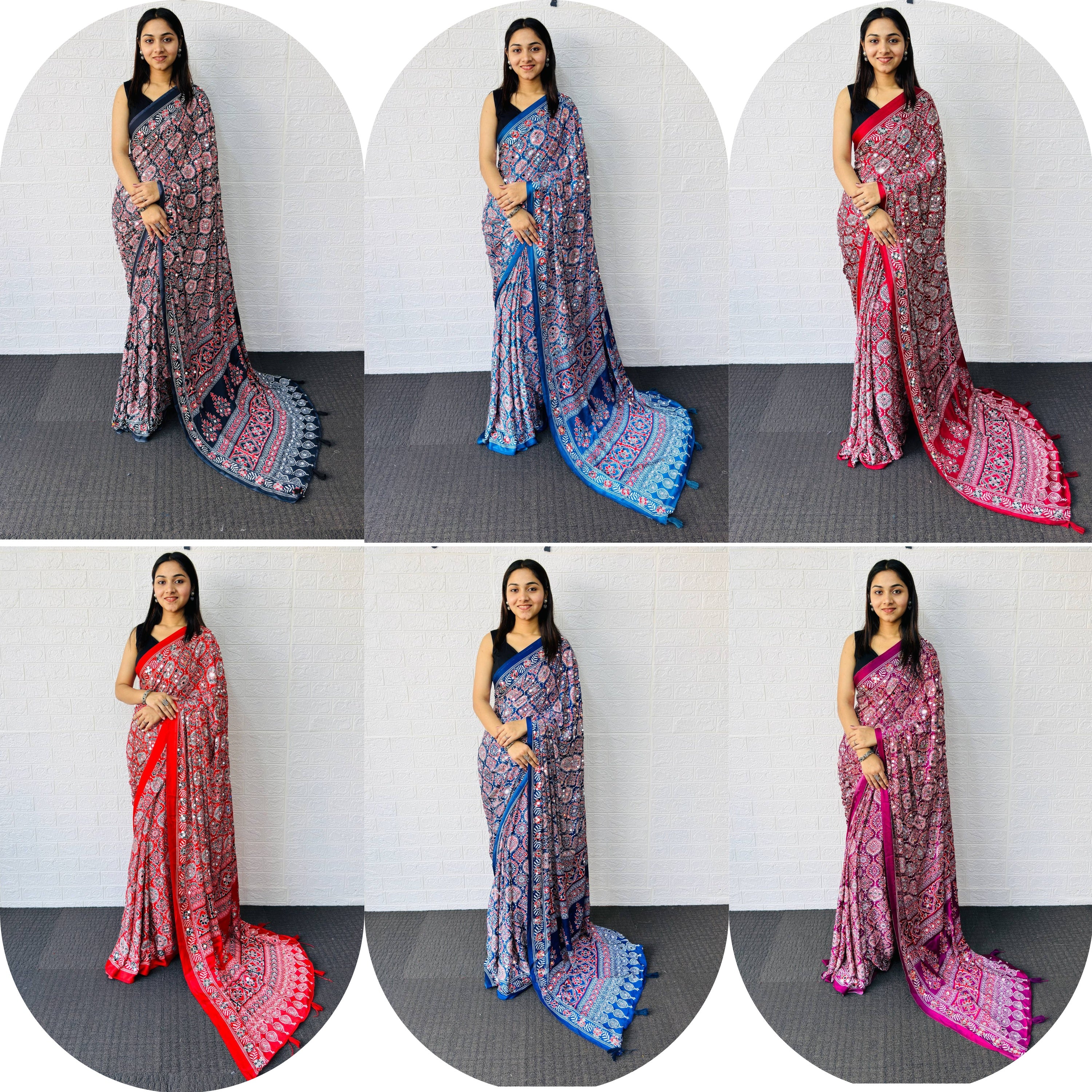 Charming Festive Wear Satin Silk Heavy Mirror n Latkan Pallu Designer Saree With Unstitched Blouse Piece
