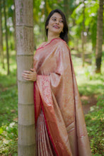 Load image into Gallery viewer, Lustrous Wedding Wear Jacquard Zari Weaving Work Kanchipuram Silk Saree With Flaunt Blouse Piece
