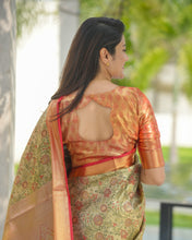 Load image into Gallery viewer, Admirable Function Wear Jacquard Zari Weaving Work Kanjivaram Silk Saree With Ephemeral Blouse Piece
