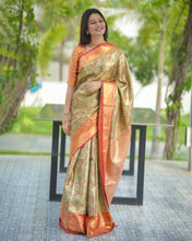 Load image into Gallery viewer, Admirable Function Wear Jacquard Zari Weaving Work Kanjivaram Silk Saree With Ephemeral Blouse Piece
