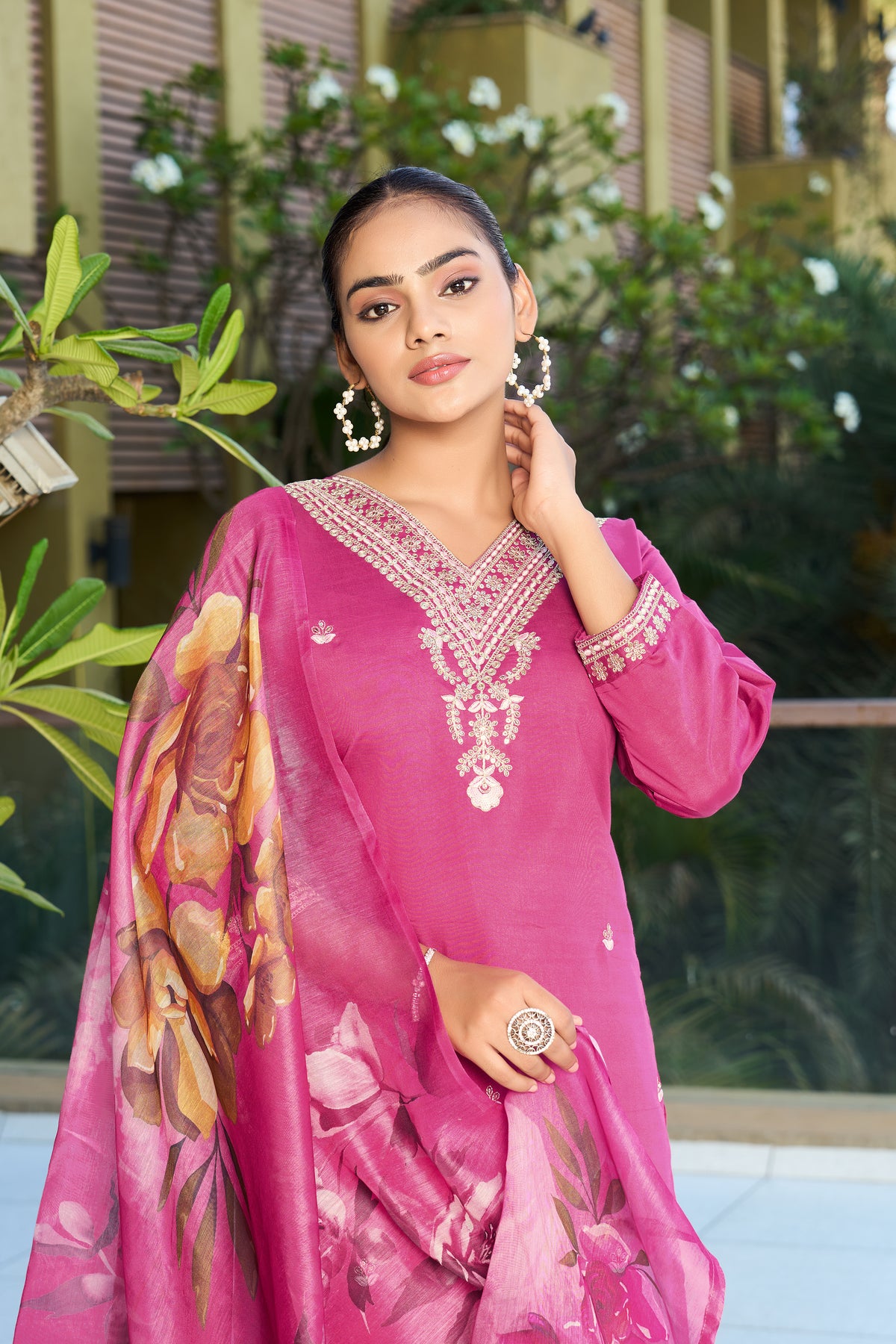 Ravishing Wedding Wear Roman Silk Embroidery n Sequence Work Designer Straight Kurta With Trouser n Dupatta Set