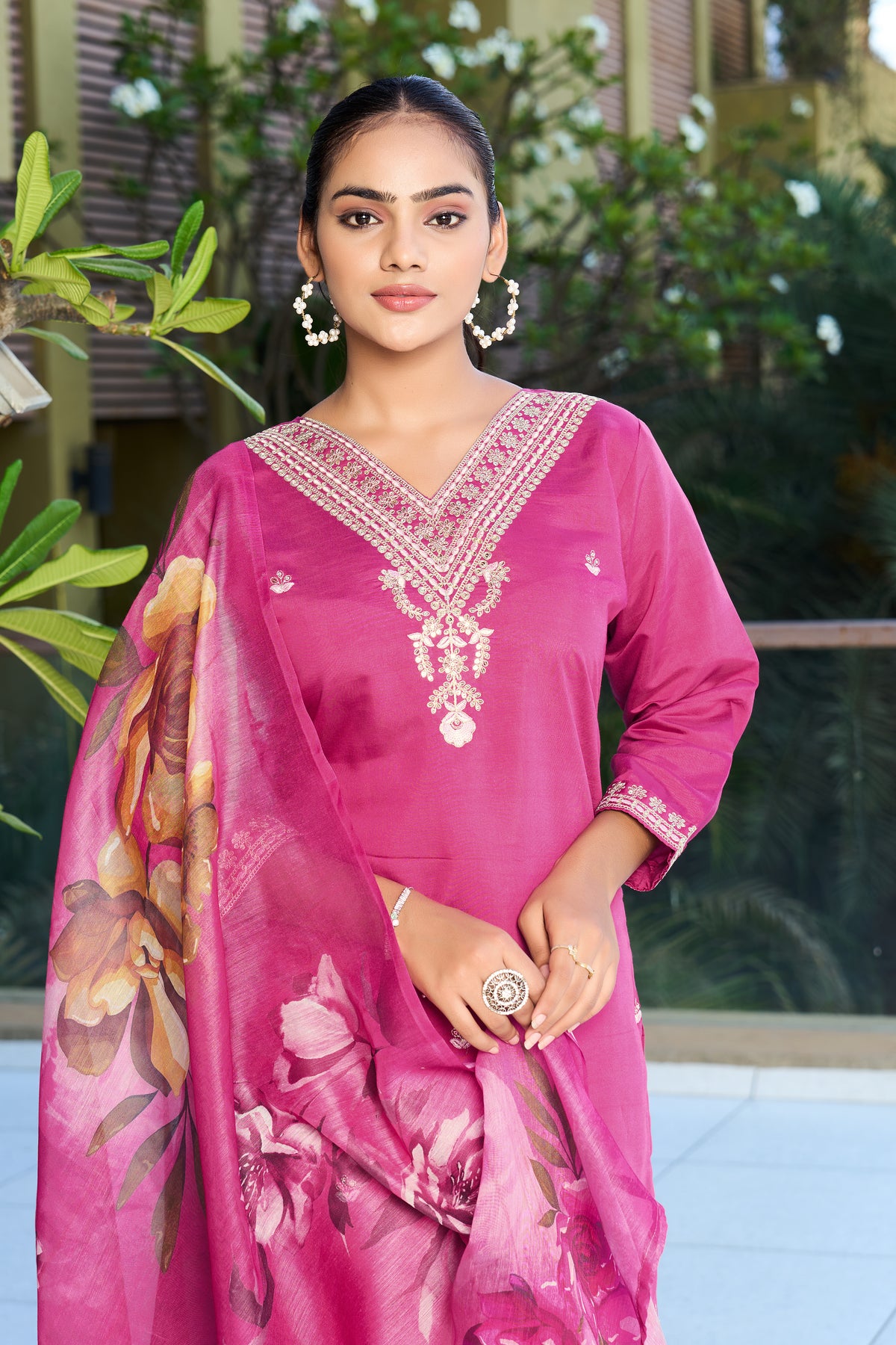 Ravishing Wedding Wear Roman Silk Embroidery n Sequence Work Designer Straight Kurta With Trouser n Dupatta Set