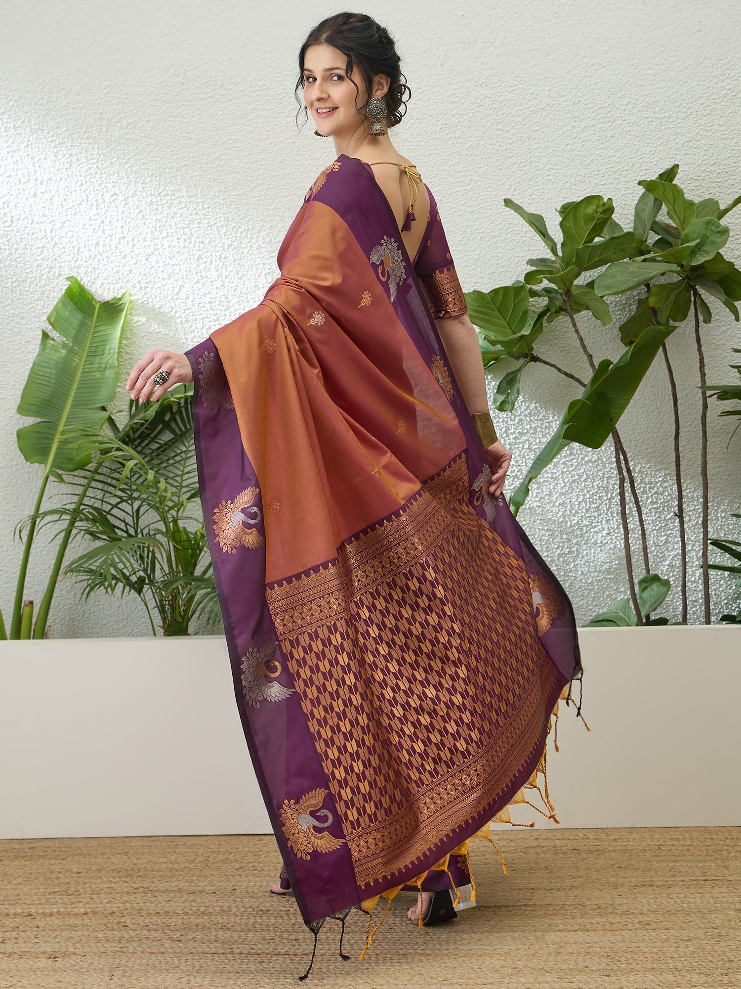 Mellifluous Party Wear Cotton Silk Jacquard Border Rich Pallu Fancy Saree With Unstitched Blouse