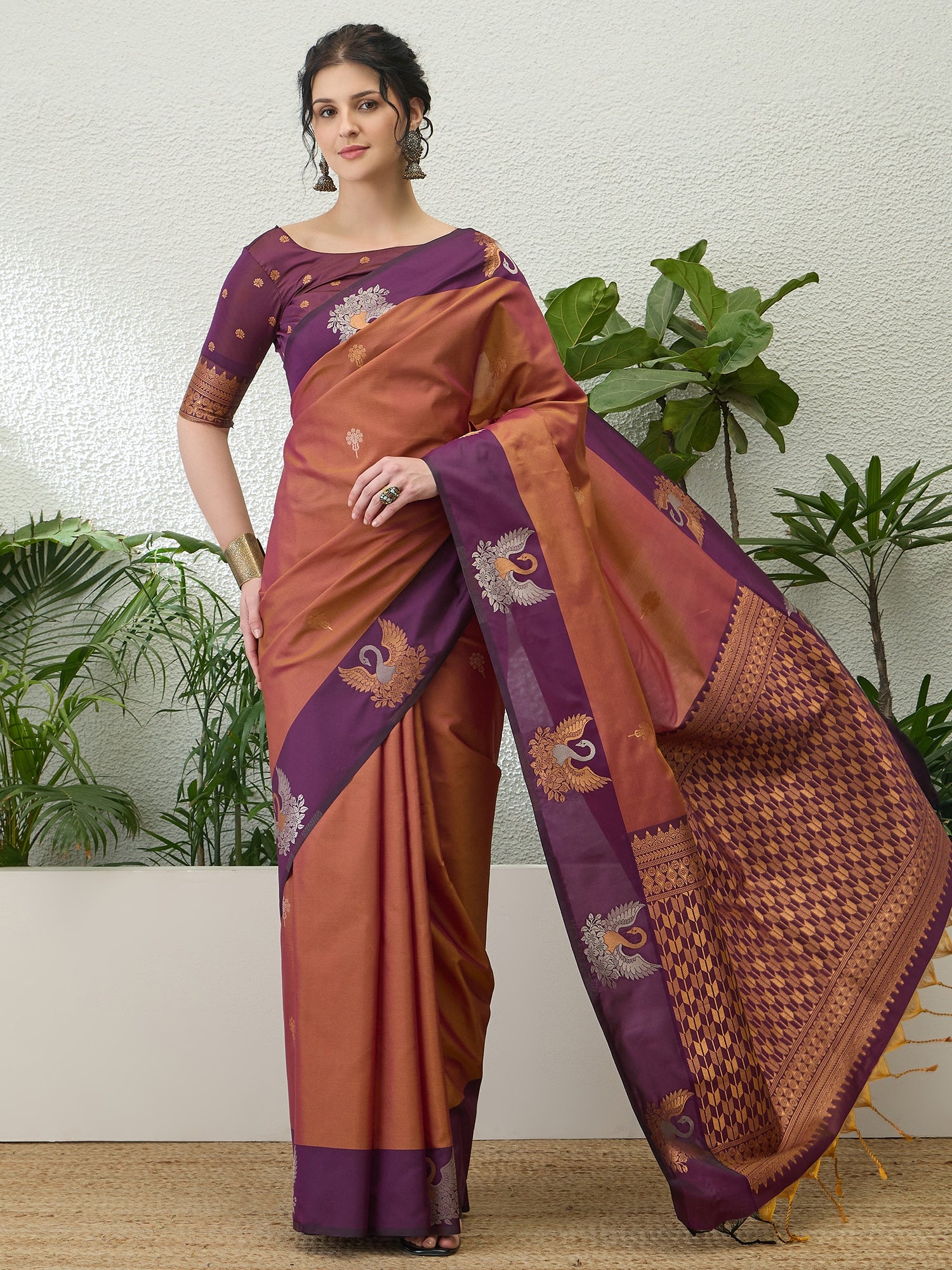 Mellifluous Party Wear Cotton Silk Jacquard Border Rich Pallu Fancy Saree With Unstitched Blouse