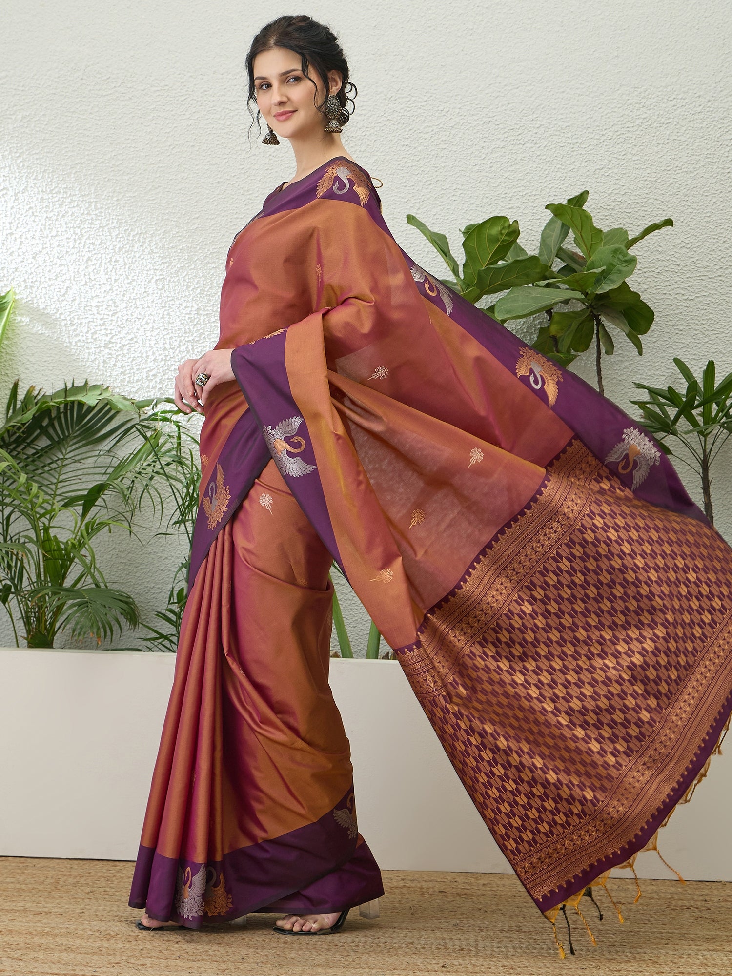 Mellifluous Party Wear Cotton Silk Jacquard Border Rich Pallu Fancy Saree With Unstitched Blouse