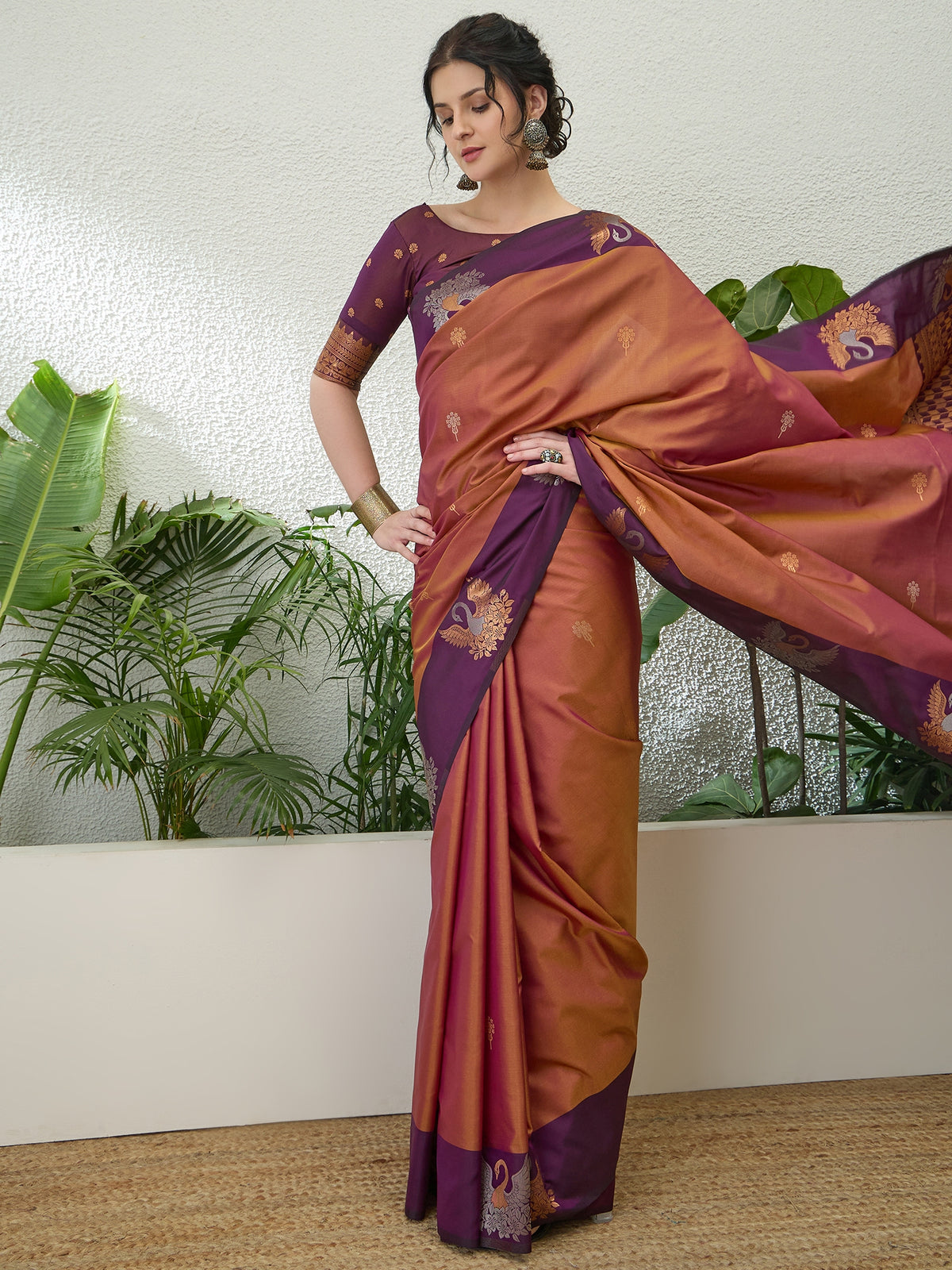 Mellifluous Party Wear Cotton Silk Jacquard Border Rich Pallu Fancy Saree With Unstitched Blouse