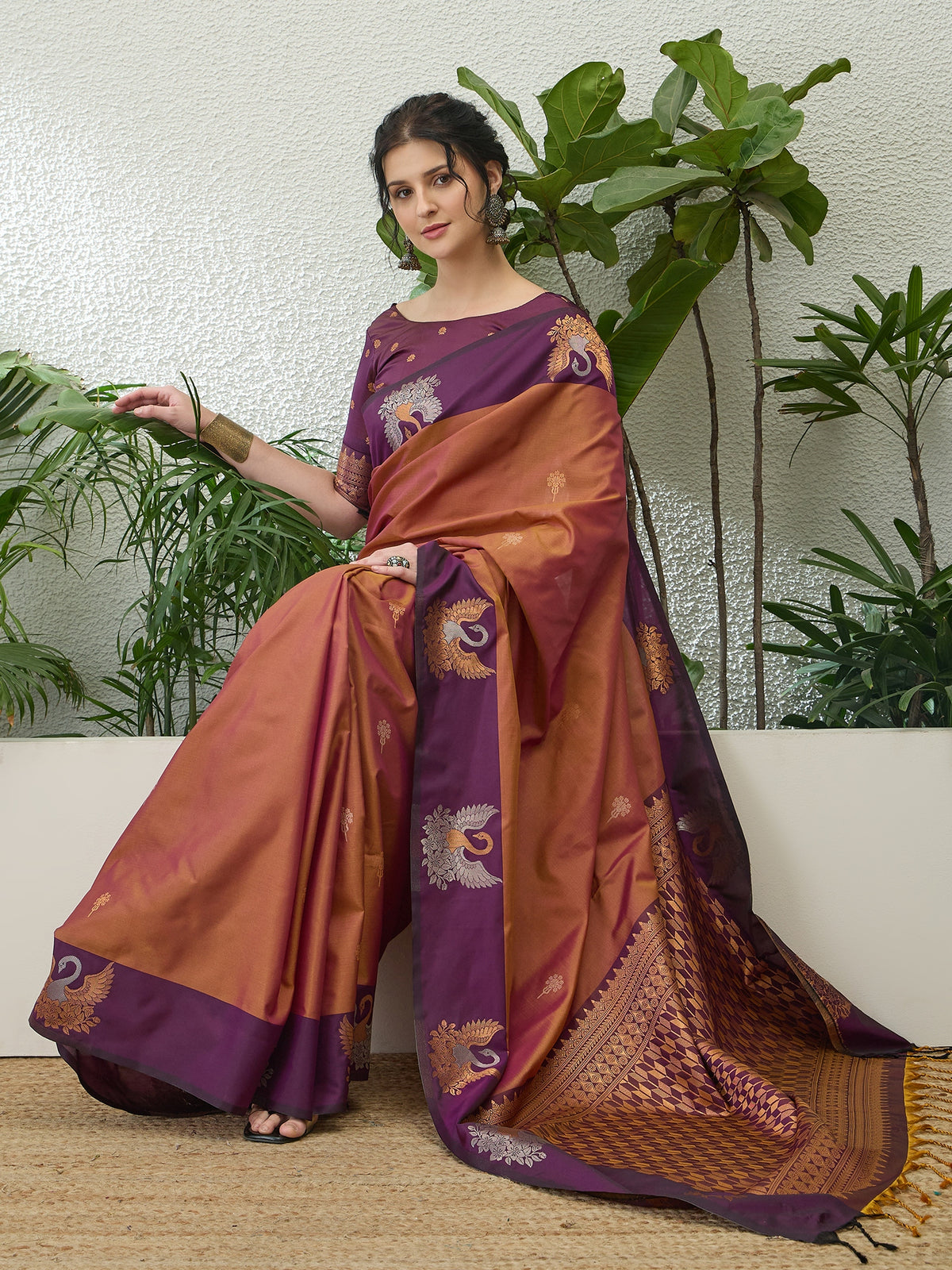 Mellifluous Party Wear Cotton Silk Jacquard Border Rich Pallu Fancy Saree With Unstitched Blouse