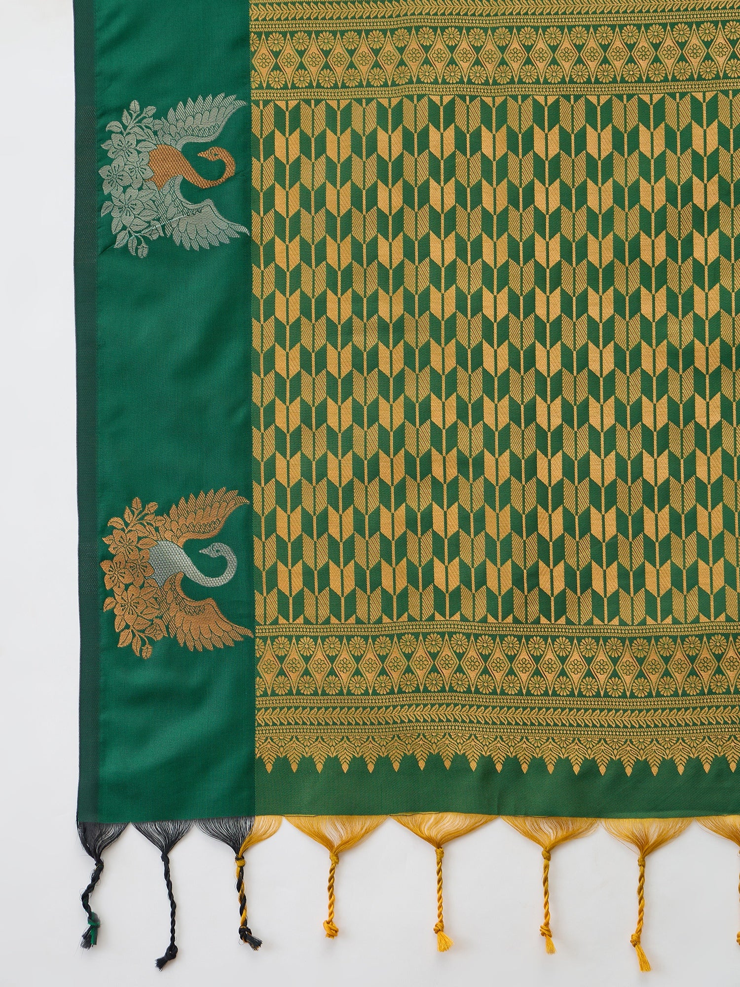 Mellifluous Party Wear Cotton Silk Jacquard Border Rich Pallu Fancy Saree With Unstitched Blouse